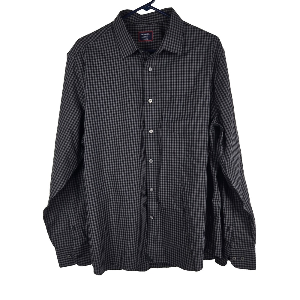 Untuck It Mens XL Reg Alberdi Grey Long Sleeve Button Up Wrinkle Free NWOT UT03